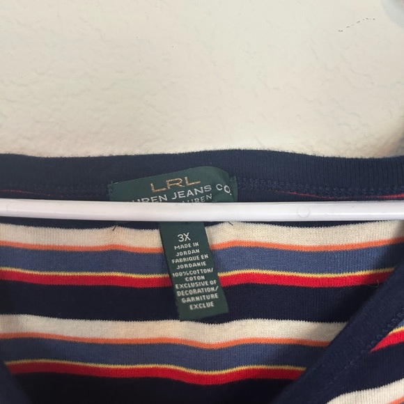 Ralph Lauren Multi Color Stripped 100% Cotton Midi Dress Button Sleeve Detail - Picture 3 of 9